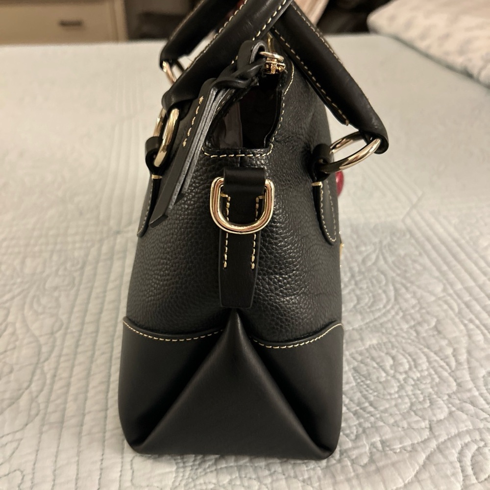 Dooney & Bourke Florentine & Pebbled Leather Satchel 30 Black Satchel w/ 🍓 Charm - Picture 6 of 16